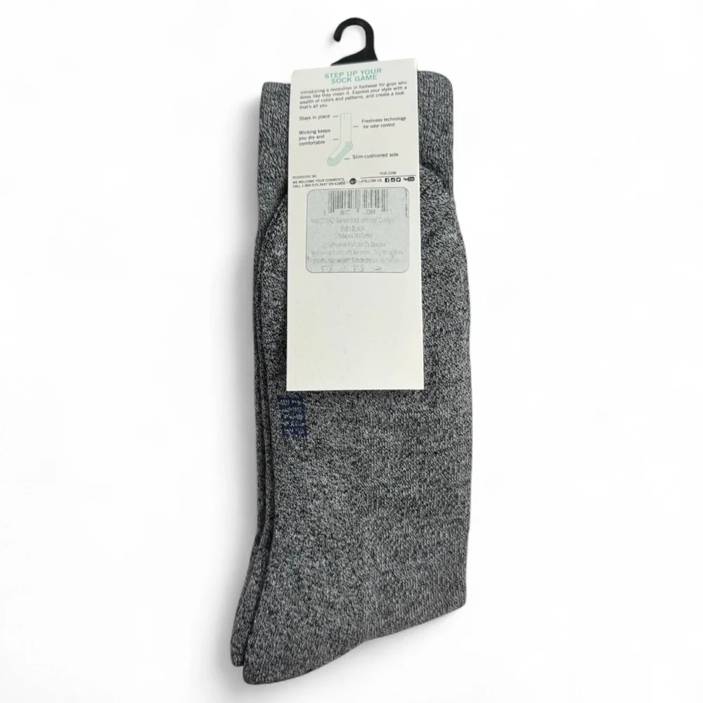 Hue Mens Slim Cushioned‎ Marled Socks One Size Gray 2 Pairs